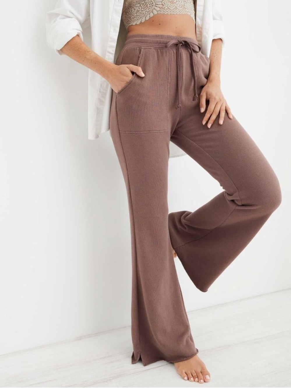 i145 AERIE Loosely Fitted Wide Leg Pants
